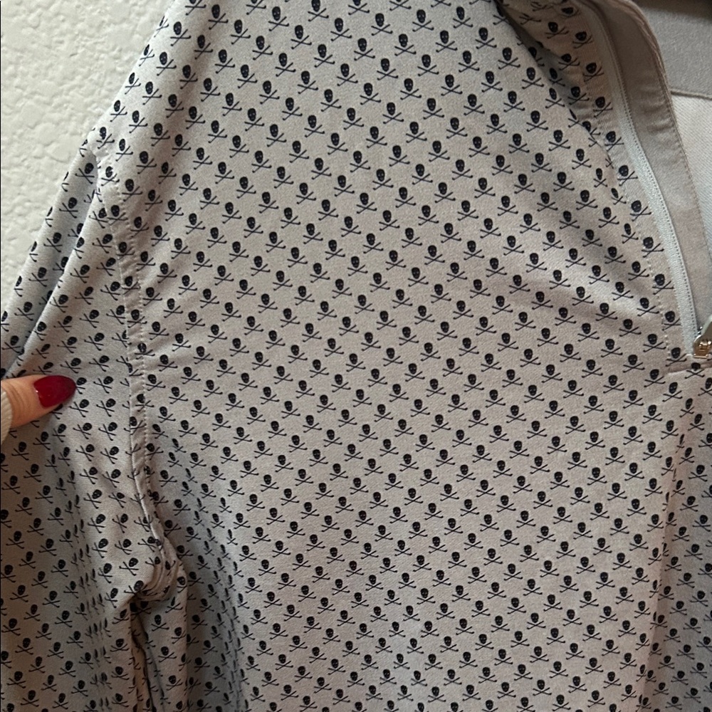 Peter Millar Gray Skull- Patterned Quarter Zip - image 2